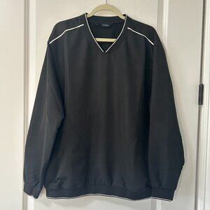 Men's Walter Hagen Black Wind Shirt Long Sleeve V Neck Size XL EUC